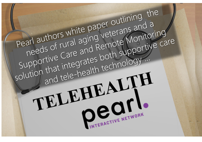 Pic of a stethoscope on a table with a white piece of paper and the Pearl Logo. Supportive Care Remote Monitoring Whitepaper.
